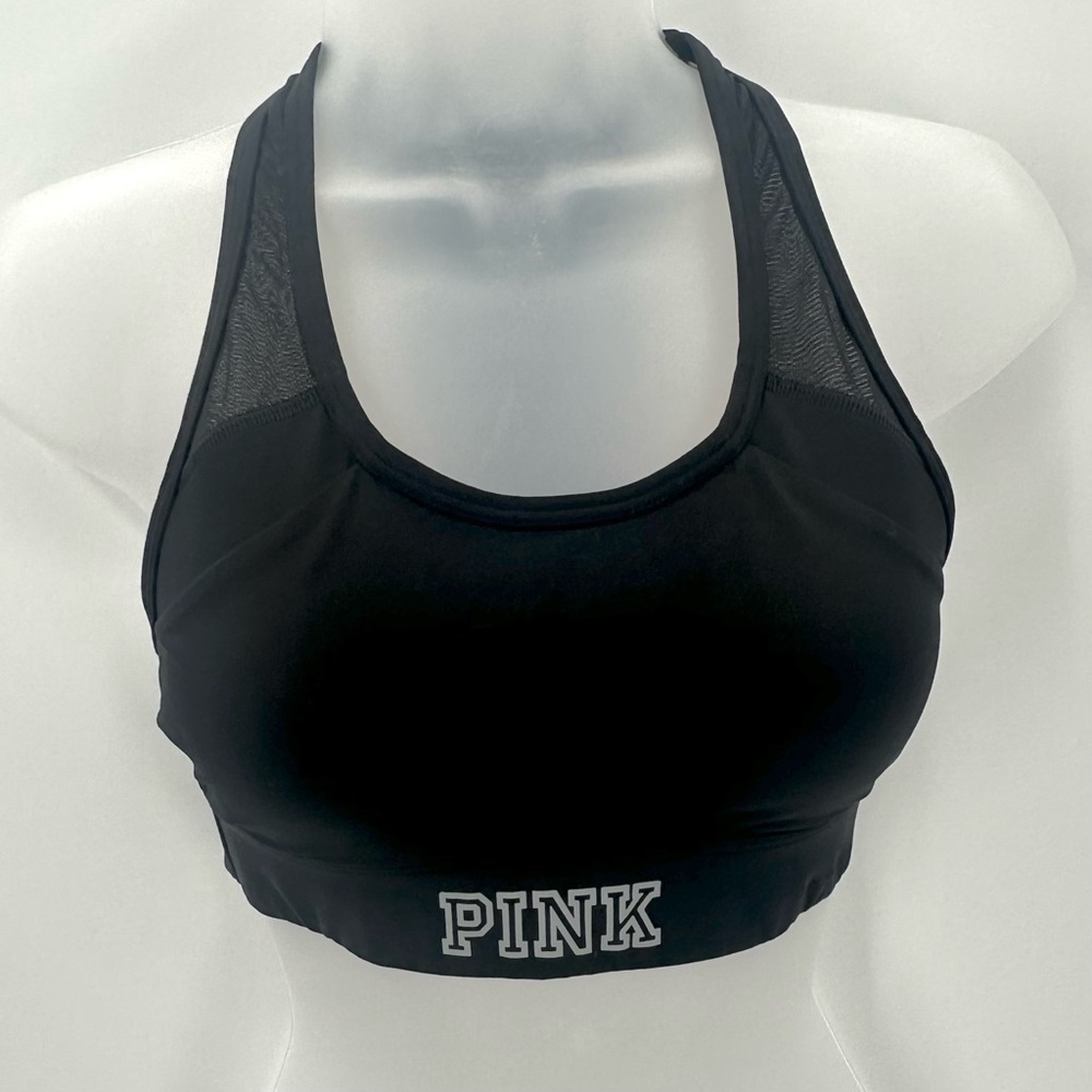 Victoria's Secret PINK Sports Bra Womens XS Black ULTIMATE Lightly Lined Workout